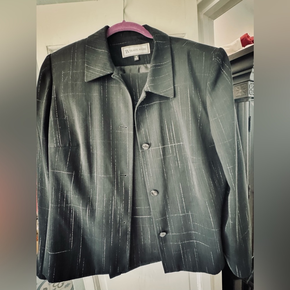 Travis Ayers Black Pinstripe Women's Blazer
